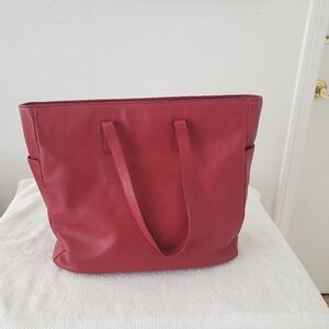 Express Design Studio red genuine leather big womens bag